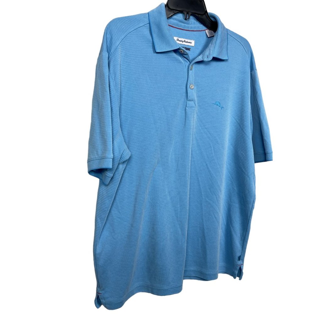 Tommy Bahama Polo Island Zone Mens L Short Sleeve Light Blue Soft Cotton - Picture 4 of 7